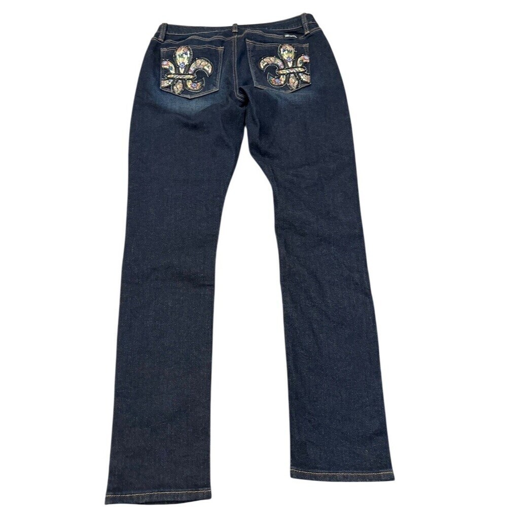 Miss Me Jeans Womens Size 31 Dark Wash Skinny Sequin Pockets - Picture 4 of 12